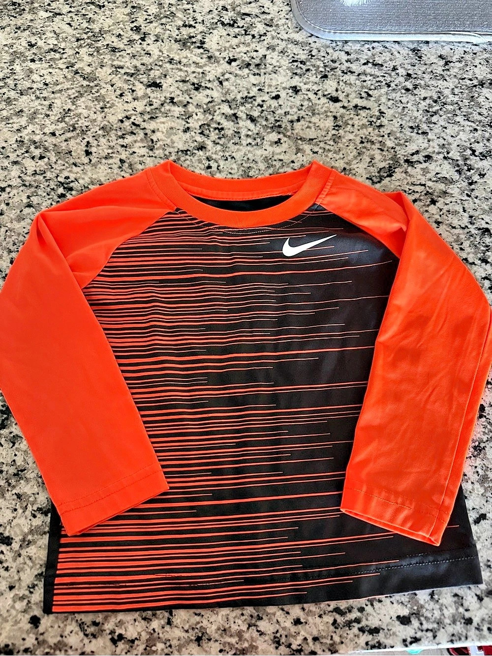 Nike Long Sleeve Striped Athletic Top in Orange & Black